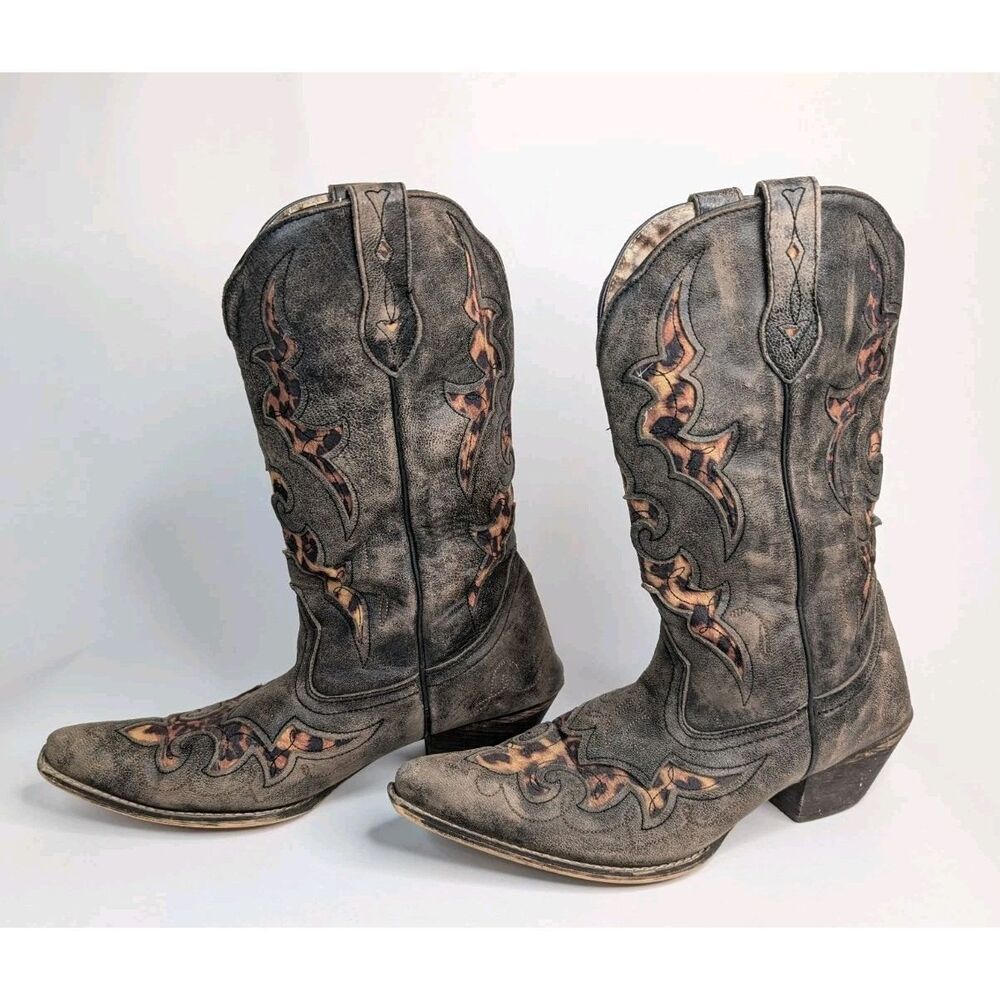 Laredo Black and Brown Heeled Boots